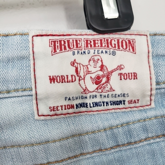 True Religion Women's 28 Light Wash Denim Knee Length Short Bermuda Shorts Jean - Picture 5 of 8